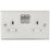 Knightsbridge  13A 2-Gang DP Switched Double Socket Brushed Chrome  with White Inserts
