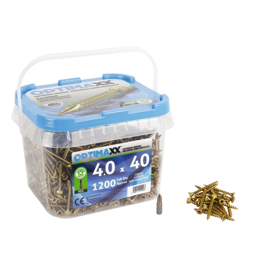 Optimaxx PZ Countersunk Wood Screws 4mm x 40mm 1200 Pack Screwfix