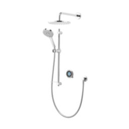 Aqualisa Optic Q Gravity-Pumped Rear-Fed Chrome Thermostatic Dual Outlet Smart Shower with Wall-Fixed Head