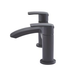 Highlife Bathrooms Coll Matt Black 122mm Deck Mounted Lever 2 Tap Holes Bath Mixer Tap