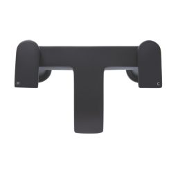 Highlife Bathrooms Coll Matt Black 122mm Deck Mounted Lever 2 Tap Holes Bath Mixer Tap