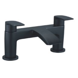 Highlife Bathrooms Coll Matt Black 122mm Deck Mounted Lever 2 Tap Holes Bath Mixer Tap
