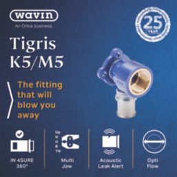 Wavin Tigris  Multi-Layer Composite Press-Fit Adapting 90° BSP Female Plate Elbows 0.75" x 20mm 10 Pack