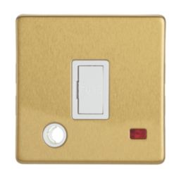 Contactum Lyric 13A Unswitched Fused Spur & Flex Outlet with Neon Brushed Brass with White Inserts