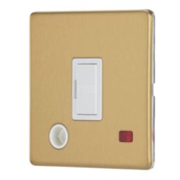 Contactum Lyric 13A Unswitched Fused Spur & Flex Outlet with Neon Brushed Brass with White Inserts