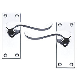 Smith & Locke  Fire Rated Latch Door Handles Pair Polished Chrome 5 Pack