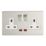 Contactum Lyric 13A 2-Gang DP Switched Socket Outlet Brushed Steel with Neon with White Inserts