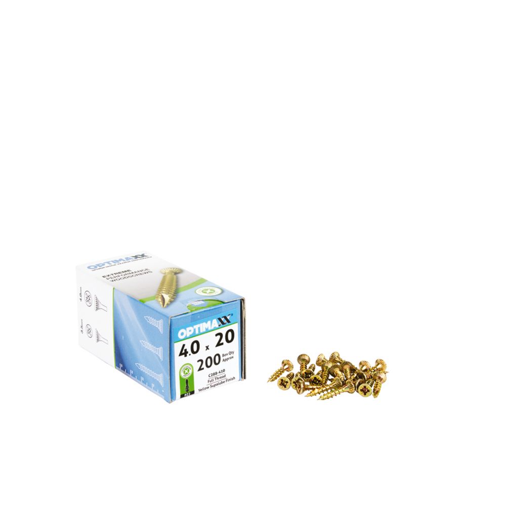 Optimaxx PZ Countersunk Wood Screws 4mm x 20mm 200 Pack Screwfix