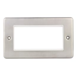 Hager Sollysta WRP4EUBSW 4-Module Modular Faceplate Brushed Steel