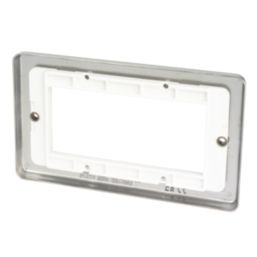 Hager Sollysta WRP4EUBSW 4-Module Modular Faceplate Brushed Steel