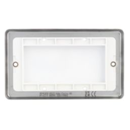 Hager Sollysta WRP4EUBSW 4-Module Modular Faceplate Brushed Steel