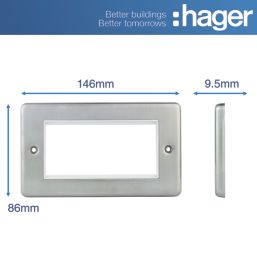 Hager Sollysta WRP4EUBSW 4-Module Modular Faceplate Brushed Steel