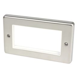 Hager Sollysta WRP4EUBSW 4-Module Modular Faceplate Brushed Steel