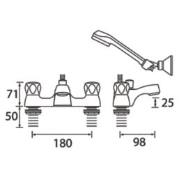 Bristan Club Chrome 71mm Deck Mounted Dual Control Manual Shower Mixer Tap