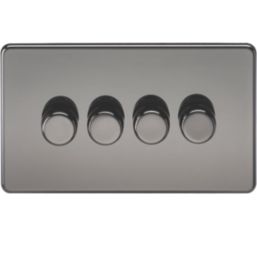 Knightsbridge  4-Gang 2-Way LED Intelligent Dimmer Switch  Black Nickel
