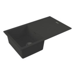 Carysil TD100-MB 1 Bowl Granite Composite Kitchen Sink Midnight Black Reversible 860mm x 500mm