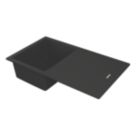 Carysil TD100-MB 1 Bowl Granite Composite Kitchen Sink Midnight Black Reversible 860mm x 500mm