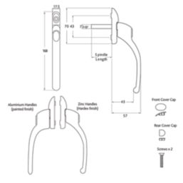 Fab & Fix Left or Right-Handed Inline Connoisseur Espagnolette Window Handle Polished Gold