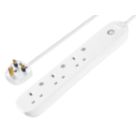 British General 13A 3-Gang Switched  Smart Extension Lead White 1m