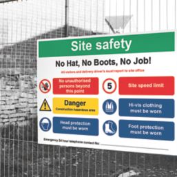 Essentials  "No Hat, No Boots, No Job" Sign 800mm x 600mm