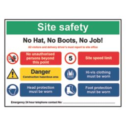 Essentials  "No Hat, No Boots, No Job" Sign 800mm x 600mm