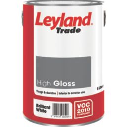 Leyland Trade 5Ltr Brilliant White High Gloss Solvent-Based Trim Paint