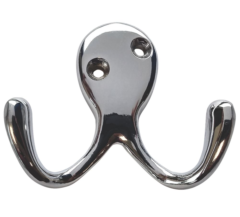 Smith & Locke Double Robe Hooks Polished Chrome 55mm 5 Pack Screwfix