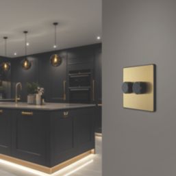British General Evolve 2-Gang 2-Way LED Dimmer Switch  Satin Brass with Black Inserts