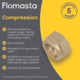Flomasta  Brass Compression Cap Nut 15mm