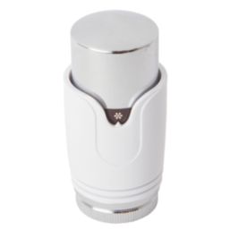 Flomasta  1/2" x 15mm White/Silver Angled & L/S Modern Thermostatic Radiator Valve & Lockshield