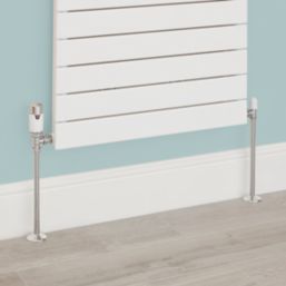Flomasta  1/2" x 15mm White/Silver Angled & L/S Modern Thermostatic Radiator Valve & Lockshield