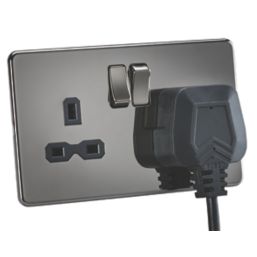 Knightsbridge  13A 2-Gang DP Switched Double Socket Black Nickel  with Black Inserts