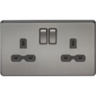 Knightsbridge  13A 2-Gang DP Switched Double Socket Black Nickel  with Black Inserts