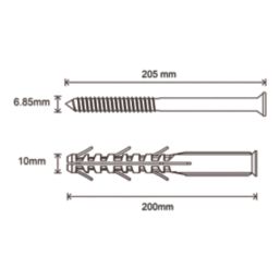 Easyfix  TX Long Expansion Frame Fixings 10mm x 200mm 12 Pack