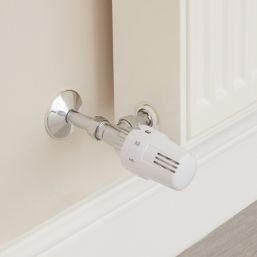 1/2" x 15mm White/Chrome Angled Modern Thermostatic Radiator Valve Head & Body