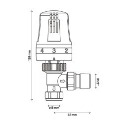 1/2" x 15mm White/Chrome Angled Modern Thermostatic Radiator Valve Head & Body