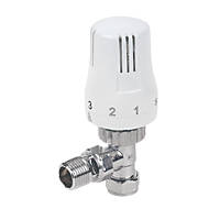 White Angled Thermostatic TRV  15mm x ½"