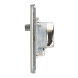 Contactum Lyric 1-Gang Coaxial TV / FM & Satellite Socket Brushed Steel with White Inserts