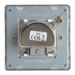 Contactum Lyric 1-Gang Coaxial TV / FM & Satellite Socket Brushed Steel with White Inserts