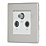 Contactum Lyric 1-Gang Coaxial TV / FM & Satellite Socket Brushed Steel with White Inserts