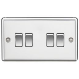 Knightsbridge  10AX 4-Gang 2-Way Light Switch  Polished Chrome