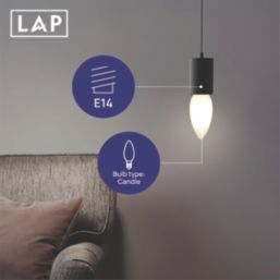 LAP  E14 Candle LED Light Bulb Milky 470lm 2.9W 4 Pack