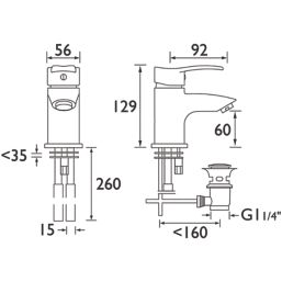 Bristan Capri Chrome 129mm Cloakroom Lever Mono Basin Mixer Tap  With Pop-Up Waste