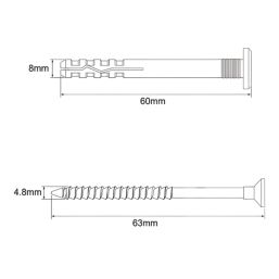 Easyfix  Nylon & Steel Mushroom Head Hammer Fixings 8mm x 60mm 50 Pack