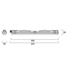 Sylvania Toledo Twin 2ft LED Waterproof Cool White LED Batten 13.2W 1500lm 220-240V
