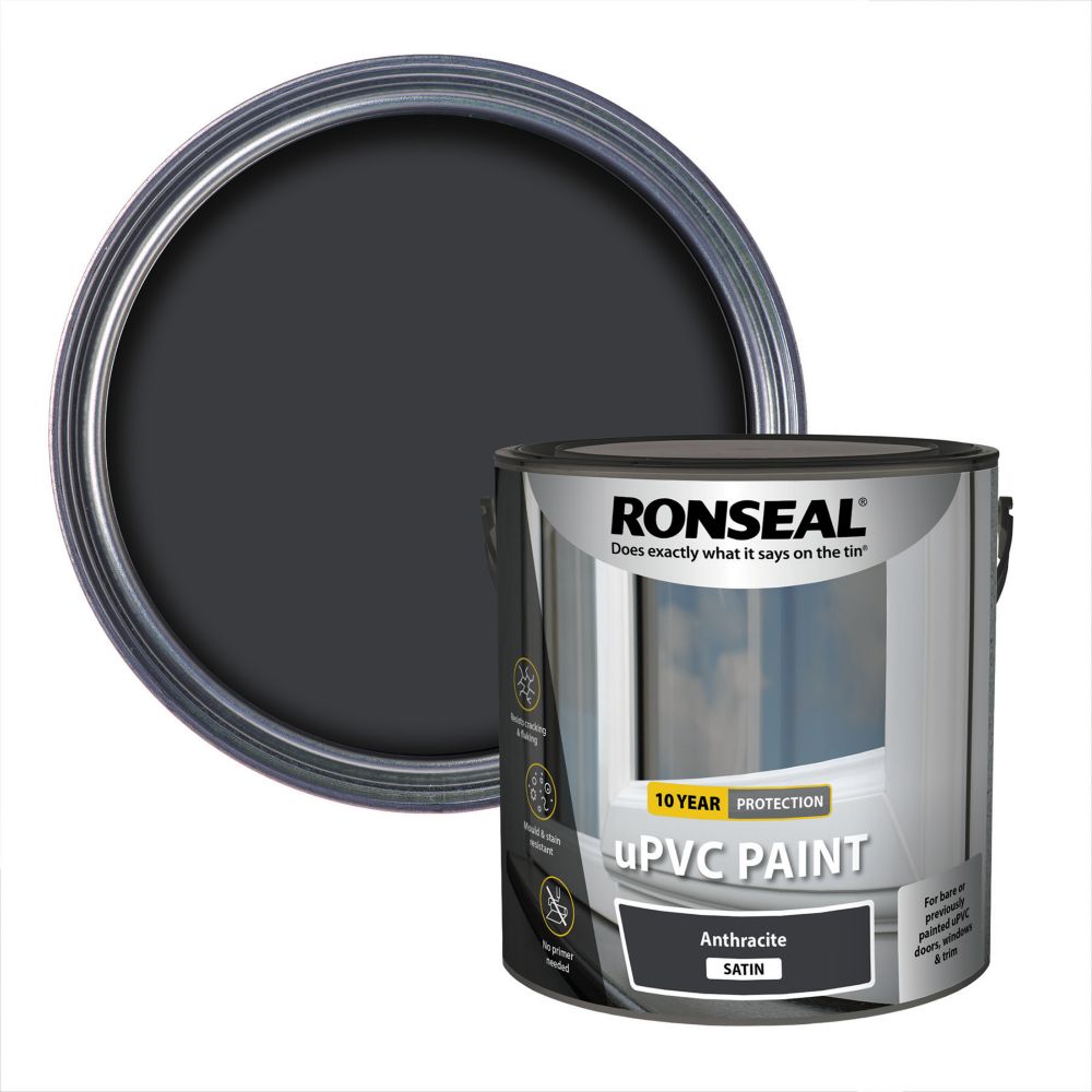 Ronseal 2.5Ltr Anthracite Satin Self Priming uPVC Paint Screwfix