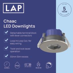 LAP Chaac Fixed  Fire Rated LED Downlight Brushed Nickel 5.5W 600lm