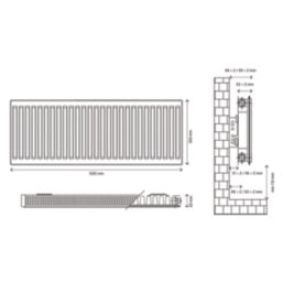 Flomasta 300mm x 1200mm 2130BTU White Type 11 Convector Radiator