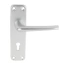 Smith & Locke 2000 Series Fire Rated Lock Door Handle Set Pair Satin Aluminium