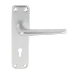 Smith & Locke 2000 Series Fire Rated Lock Door Handle Set Pair Satin Aluminium